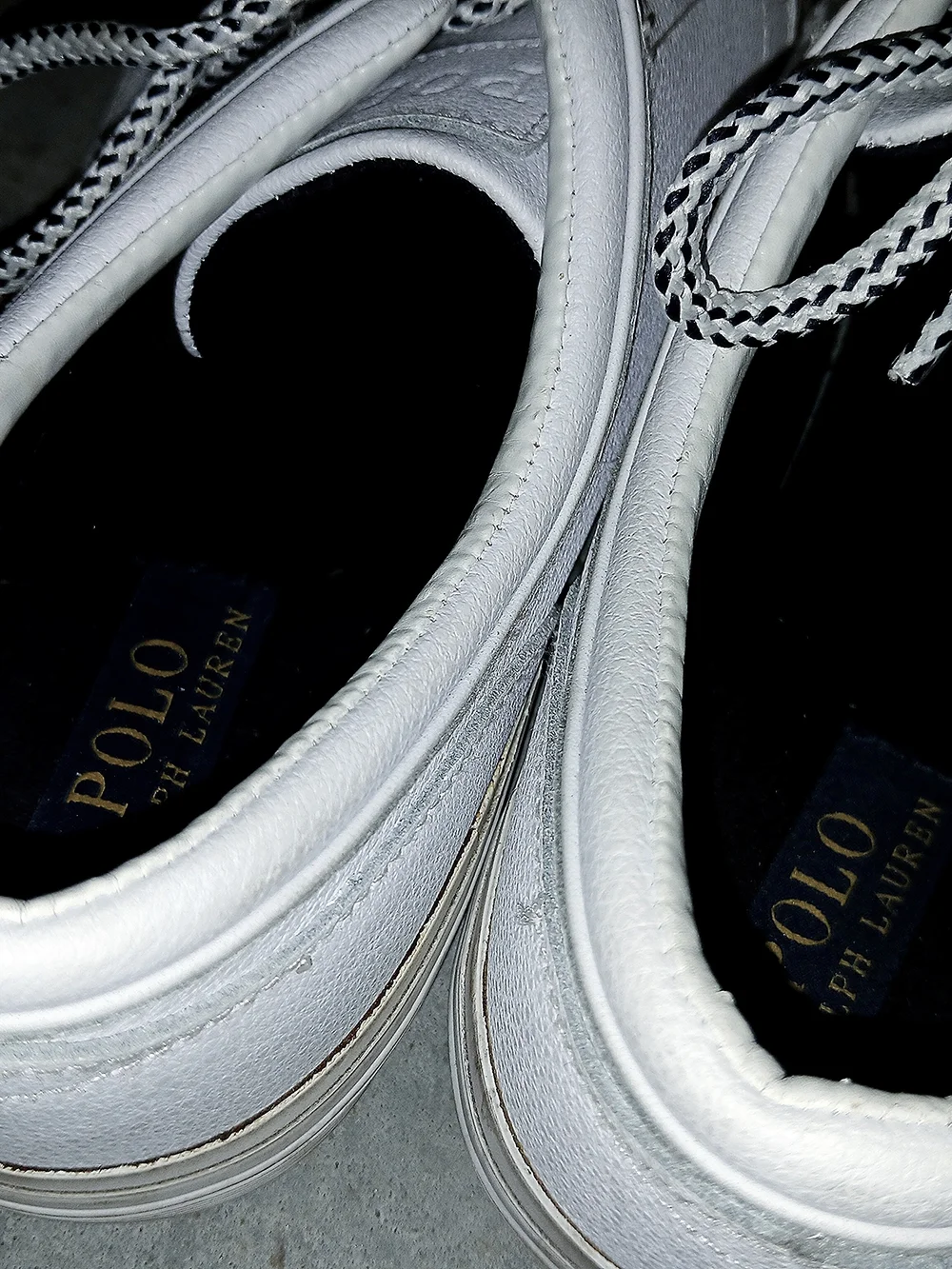 Polo by Ralph Lauren White Leather Sneakers with Navy Pony